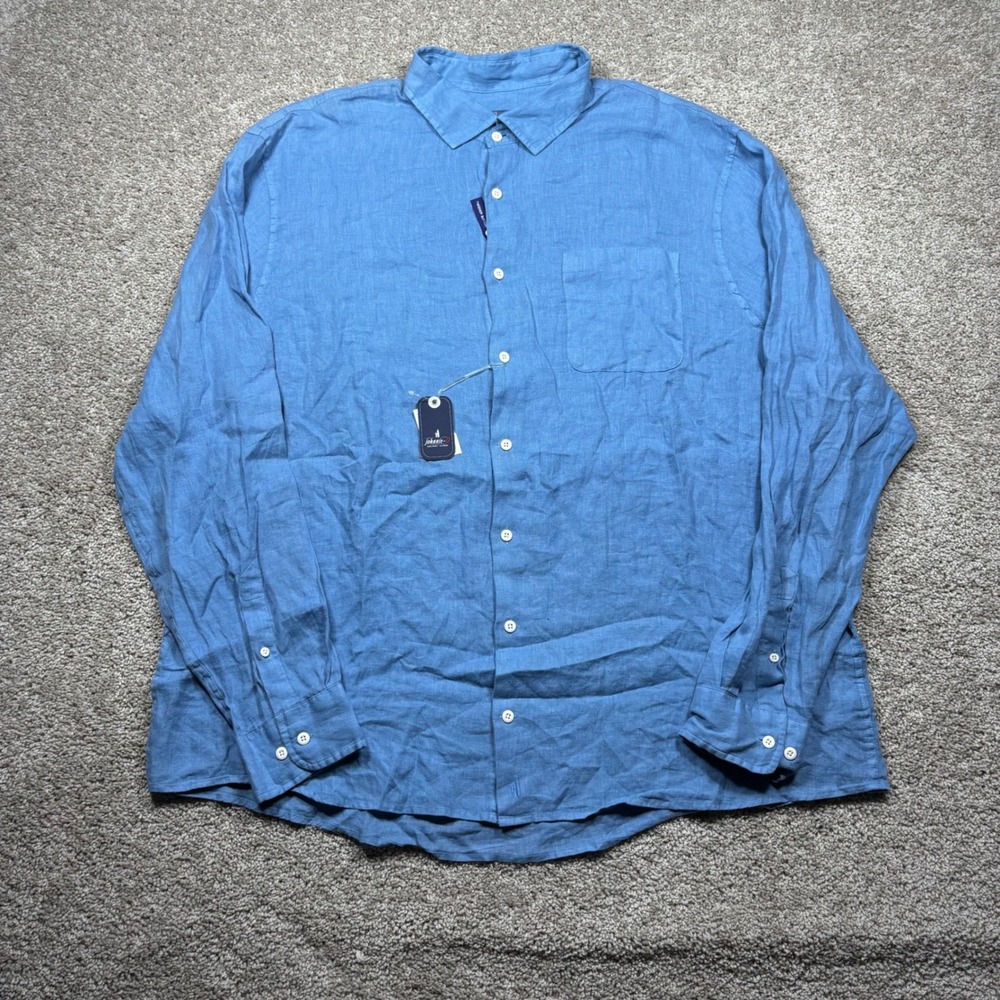 Johnnie-O Felix 100% Linen Button Down Shirt Mens XXL Tide Blue JMWL7730 NWT NEW